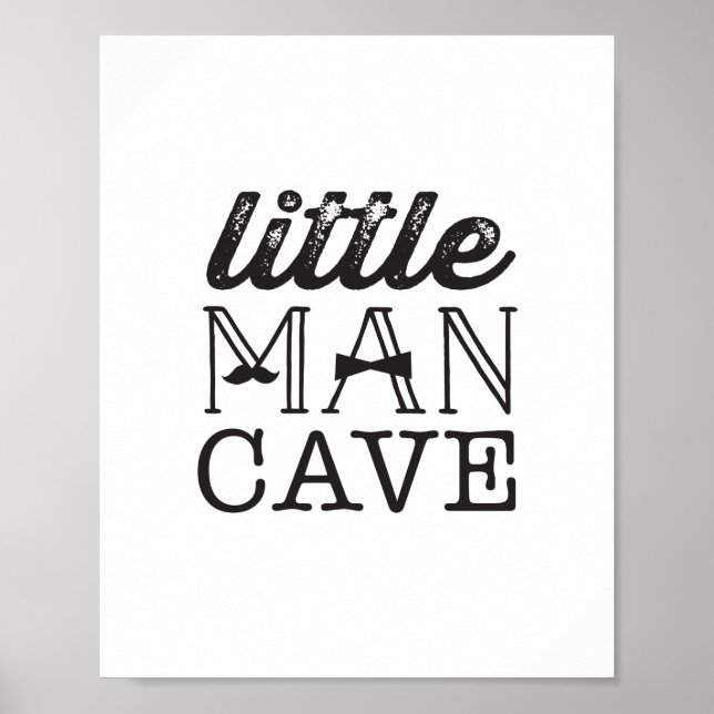 Mustache Little Man Cave Boy Baby Nursery Art Poster (Front)