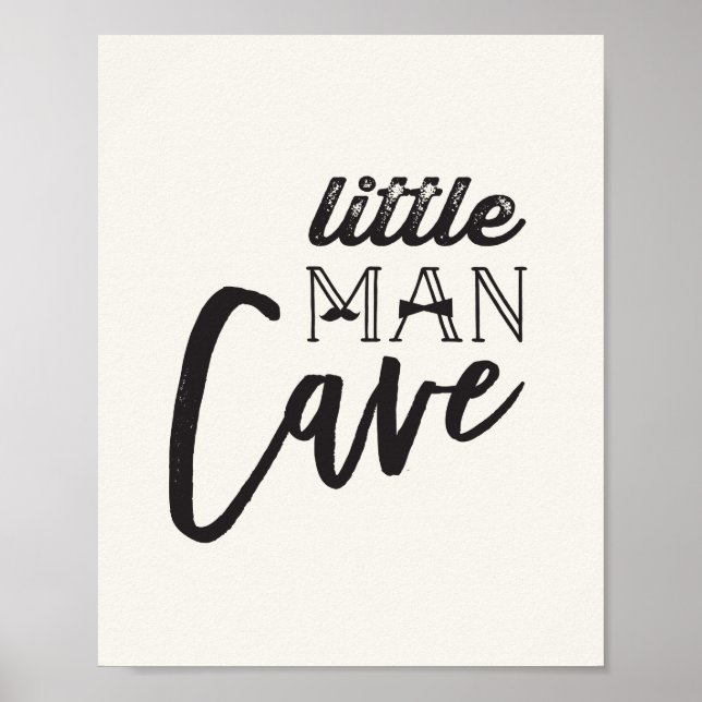 Mustache Little Man Cave Boy Baby Nursery Art Poster (Front)