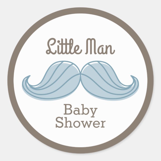 Mustache Little Man Classic Round Sticker (Front)