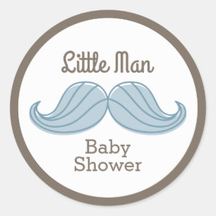 Mustache Little Man Classic Round Sticker
