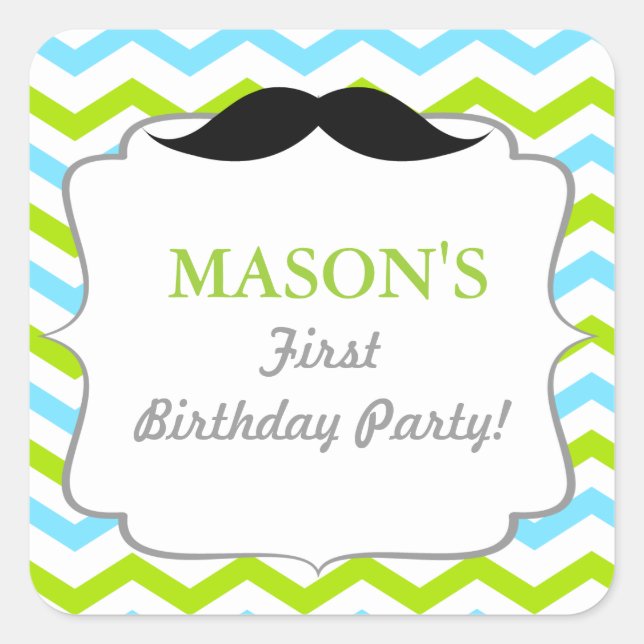 Mustache Little Man Favor Stickers Seals (Front)