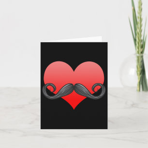 Mustache Love Heart Valentines Day Beard Men Funny Card