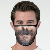 Funny Black Handlebar Mustache Premium Face Mask