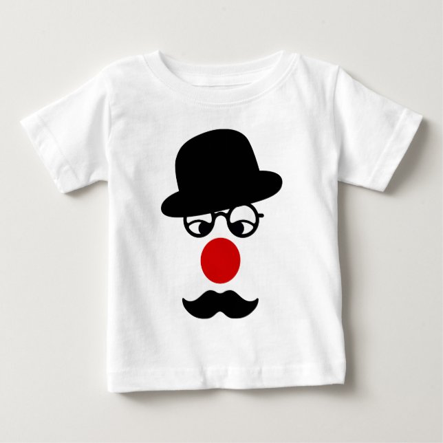 Mustache Man with Hat and Clown Nose Baby T-Shirt (Front)