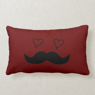 Mustache Man with Heart eyes Lumbar Pillow