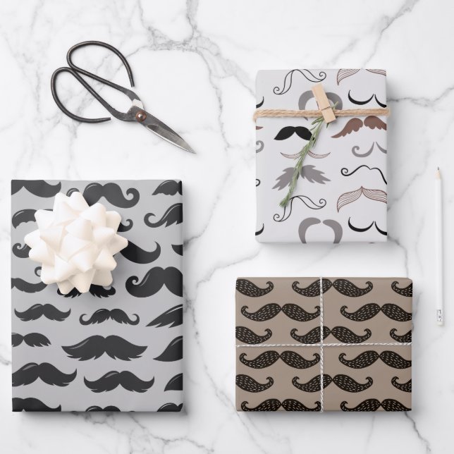 Mustache Mania Wrapping Paper Sheets (Front)
