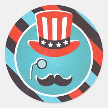 Mustache Monocle 4th Of July Party Stickers by youreinvited at Zazzle