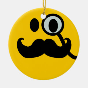 Mustache monocle ceramic ornament