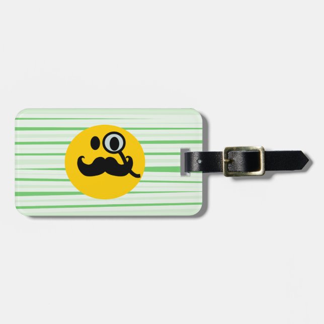 Mustache monocle luggage tag (Front Horizontal)