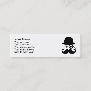 Mustache monocle mini business card