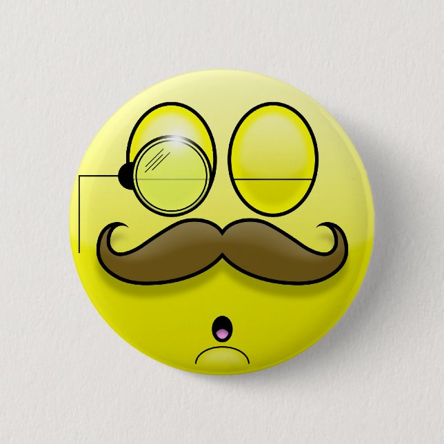 Mustache & Monocle Smilie Button (Front)
