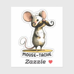 Mustache Mouse - Punny Cartoon Sticker