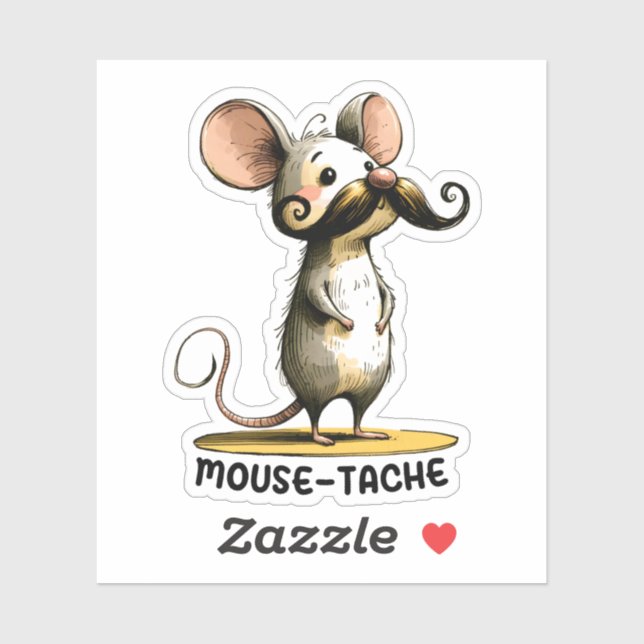Mustache Mouse - Punny Cartoon Sticker (Sheet)
