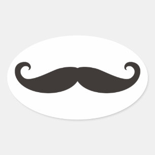 Mustache / Moustache / Schnurrbart Oval Sticker