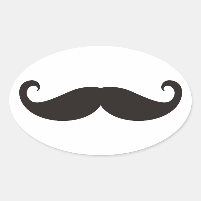 Mustache / Moustache / Schnurrbart Oval Sticker (Front)