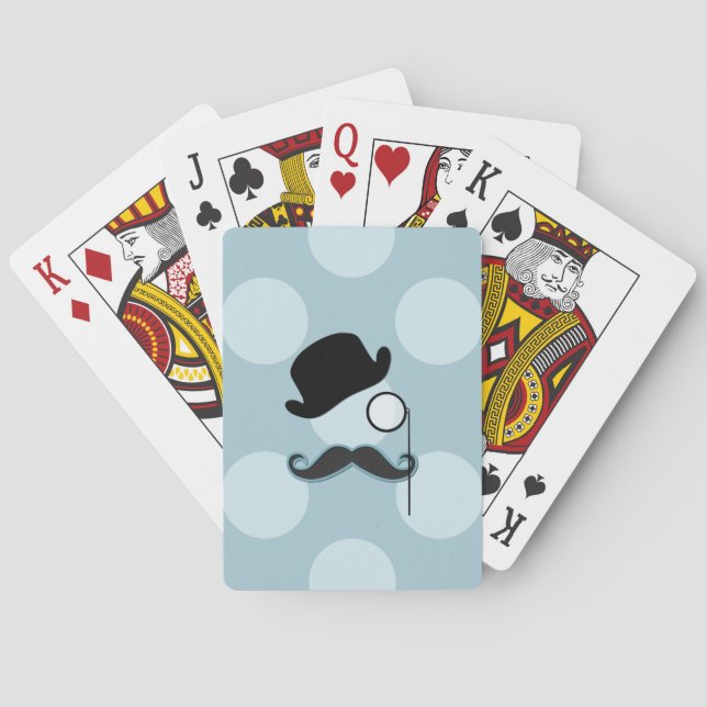 Mustache, Moustache, Stache, Monocle, Bowler Hat Poker Cards (Back)