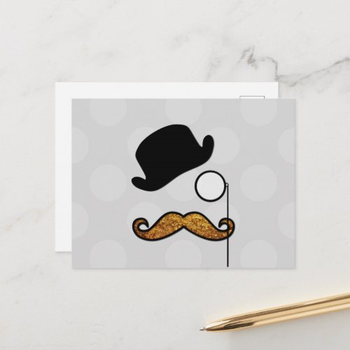 Mustache Moustache Stache Monocle Bowler Hat Postcard