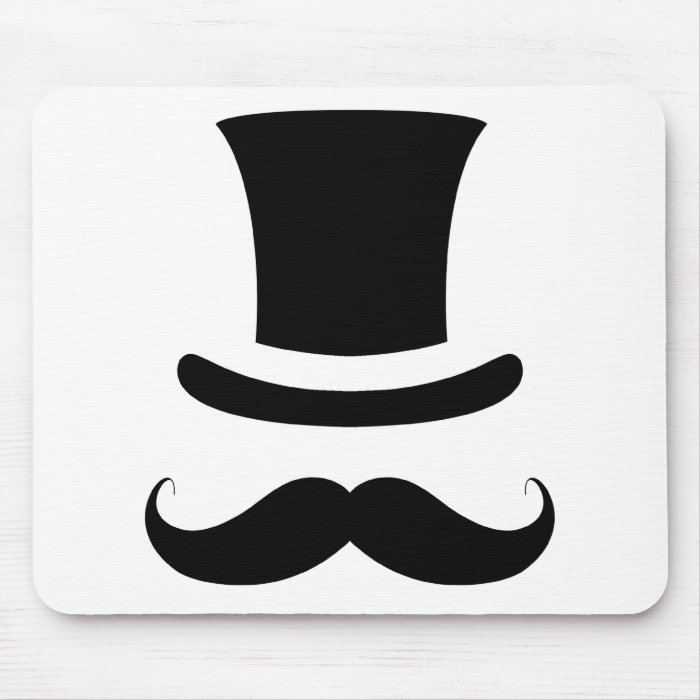 Mustache / Moustache Top Hat Mouse Pads