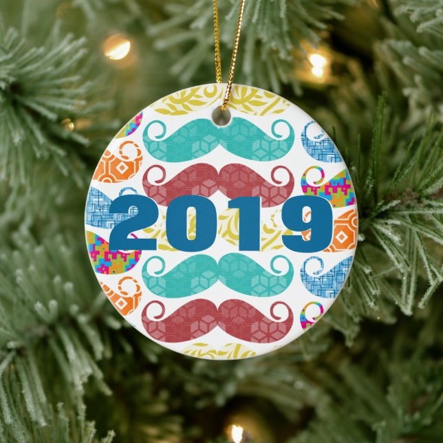 Mustache  Mr. Hipster Lil Man Baby Ceramic Ornament (Tree)