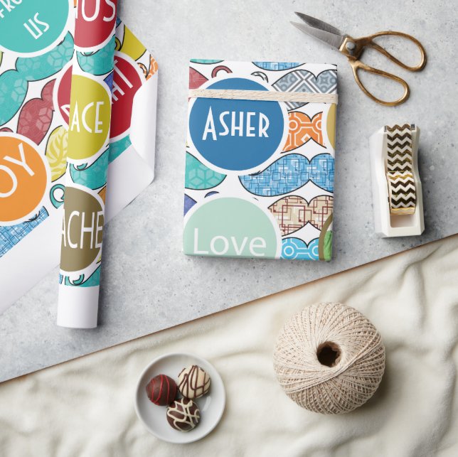 Mustache Mr. Hipster Retro Personalized Photo Wrapping Paper (Crafts)