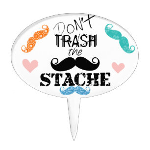 Mustache  Mr. Hipster Vintage Retro Cake Topper