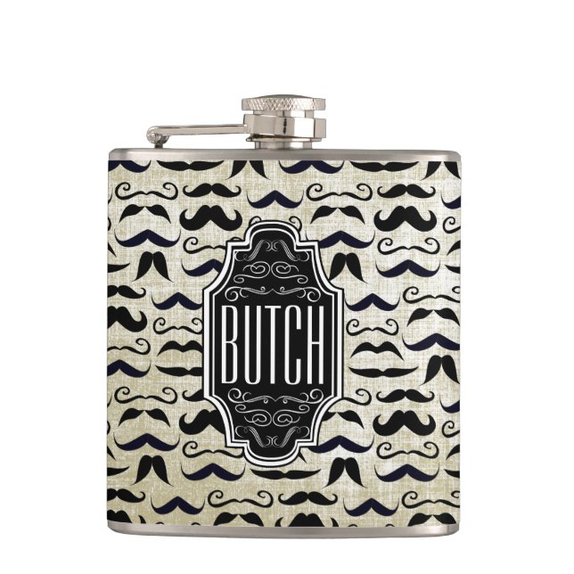 Mustache  Mr. Hipster Vintage Retro Flask (Front)