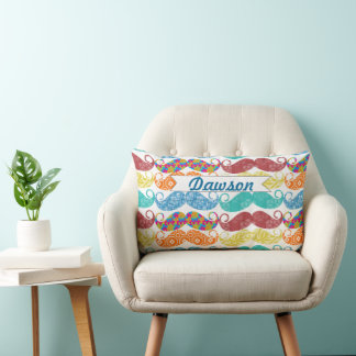 Mustache Mr. Hipster Vintage Retro Lumbar Pillow