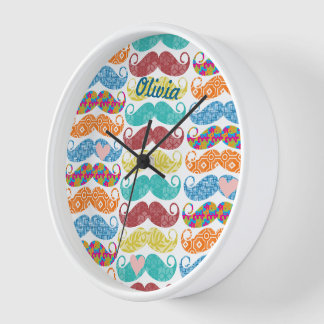 Mustache  Mr. Hipster Vintage Retro Wall Clock