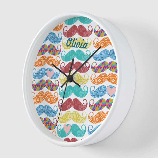 Mustache  Mr. Hipster Vintage Retro Wall Clock (Angle)