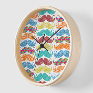 Mustache  Mr. Hipster Vintage Retro Wall Clock