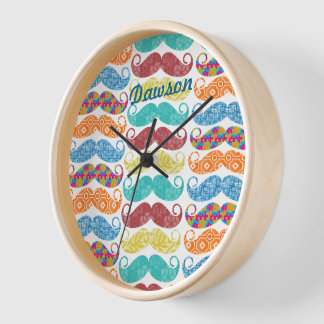 Mustache  Mr. Hipster Vintage Retro Wall Clock