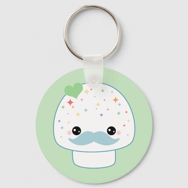 Mustache Mushroom Keychain (Front)