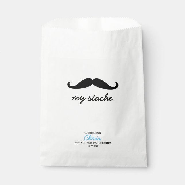 Mustache My Stache first birthday party Favor Bag (Front)