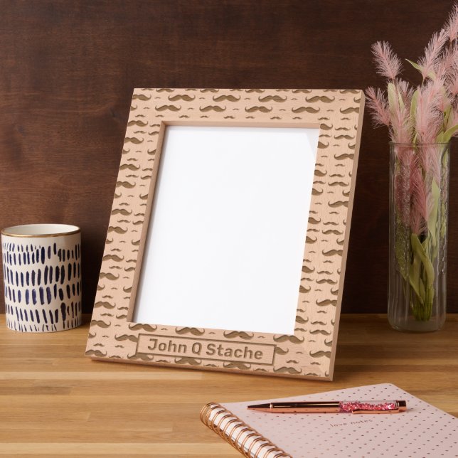 Mustache Name Template Engraved Frames (Left)
