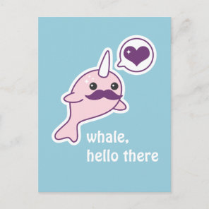 Mustache Narwhal Postcard
