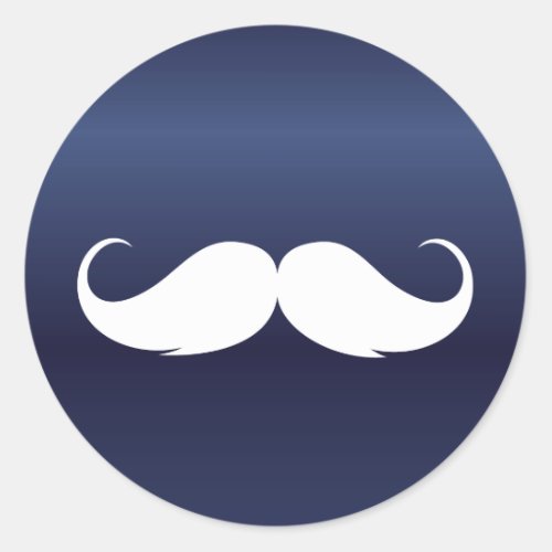 Mustache Navy Blue Baby Shower Favors Classic Round Sticker