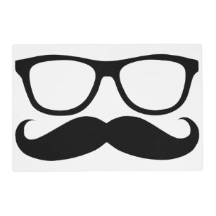 Mustache Nerd Black Graphic Placemat