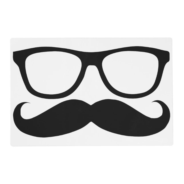 Mustache Nerd Black Graphic Placemat (Front)