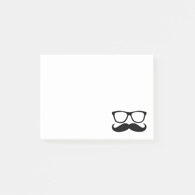 Mustache Nerd Black Graphic Post-it Notes (Front)