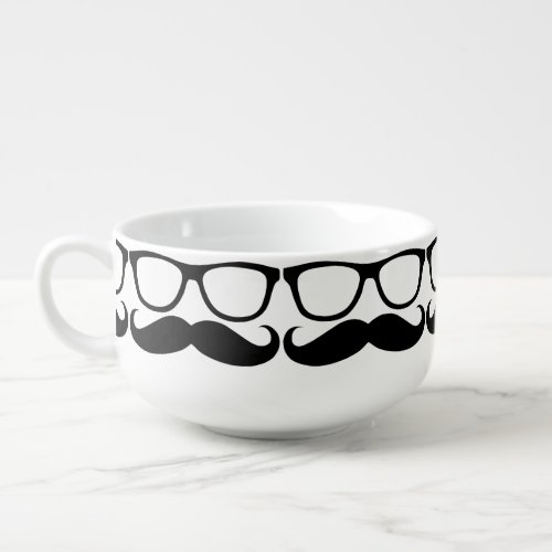 Mustache Nerd Black Graphic Soup Mug