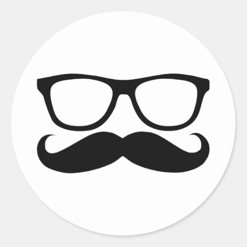 Mustache Nerd Classic Round Sticker