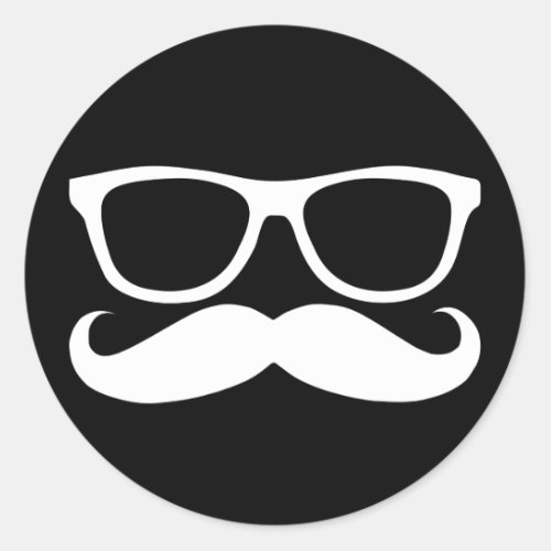 Mustache Nerd Classic Round Sticker
