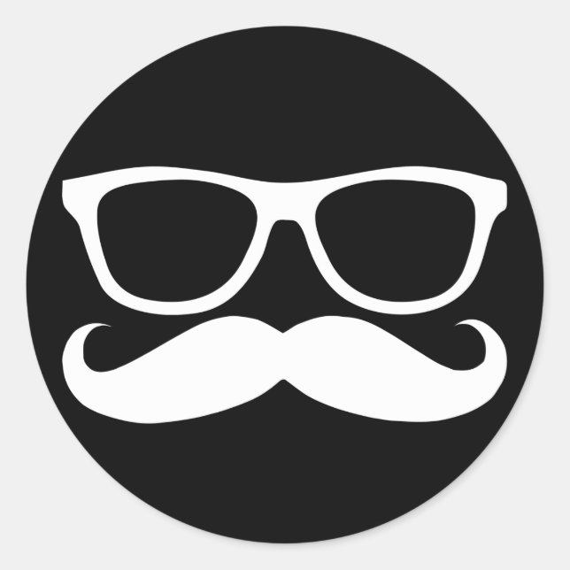 Mustache Nerd Classic Round Sticker (Front)