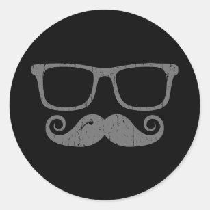 Mustache Nerd Glass Classic Round Sticker