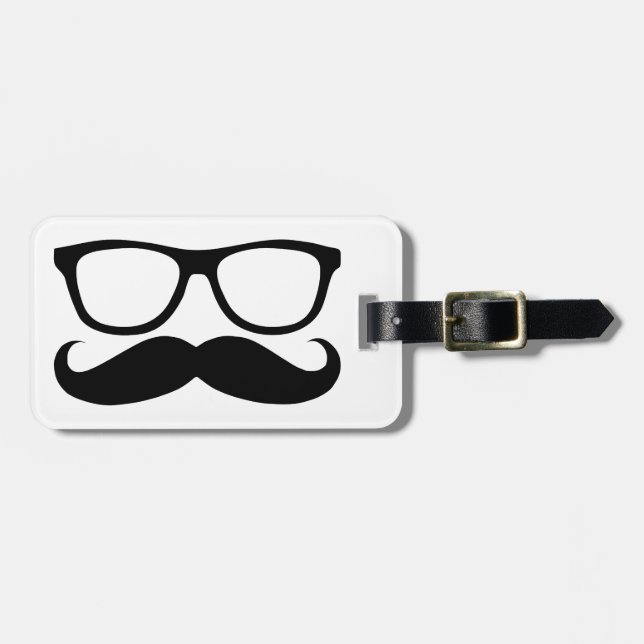 Mustache Nerd Luggage Tag (Front Horizontal)