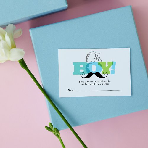 Mustache Oh Boy Diaper Raffle Insert Card