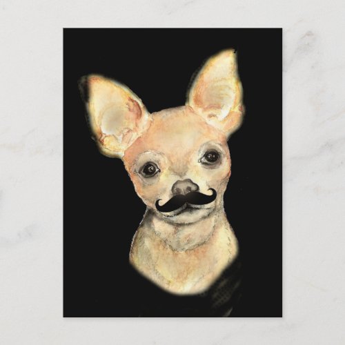 Mustache on a Cute Dog Humor Postcard