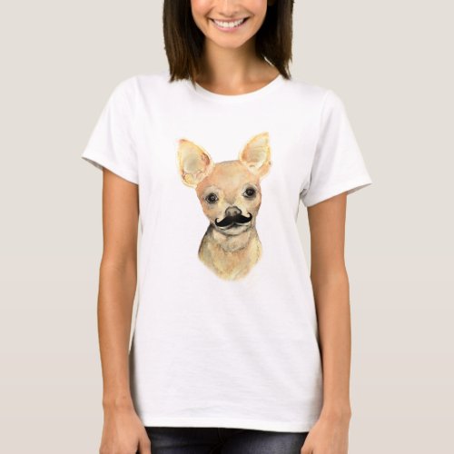 Mustache on a Cute Dog Humor T_Shirt