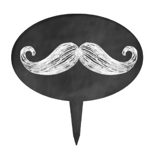 Mustache on Chalkboard Cake Pick
