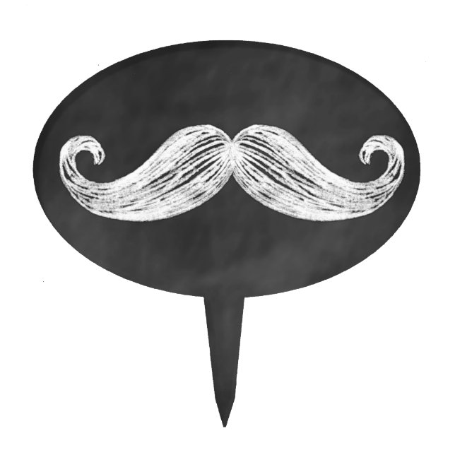 Mustache on Chalkboard Cake Pick (Front)